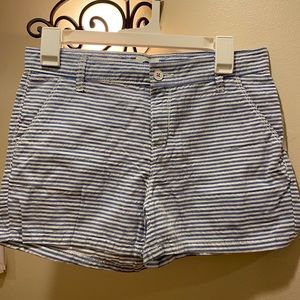 Girls blue and white striped shorts
